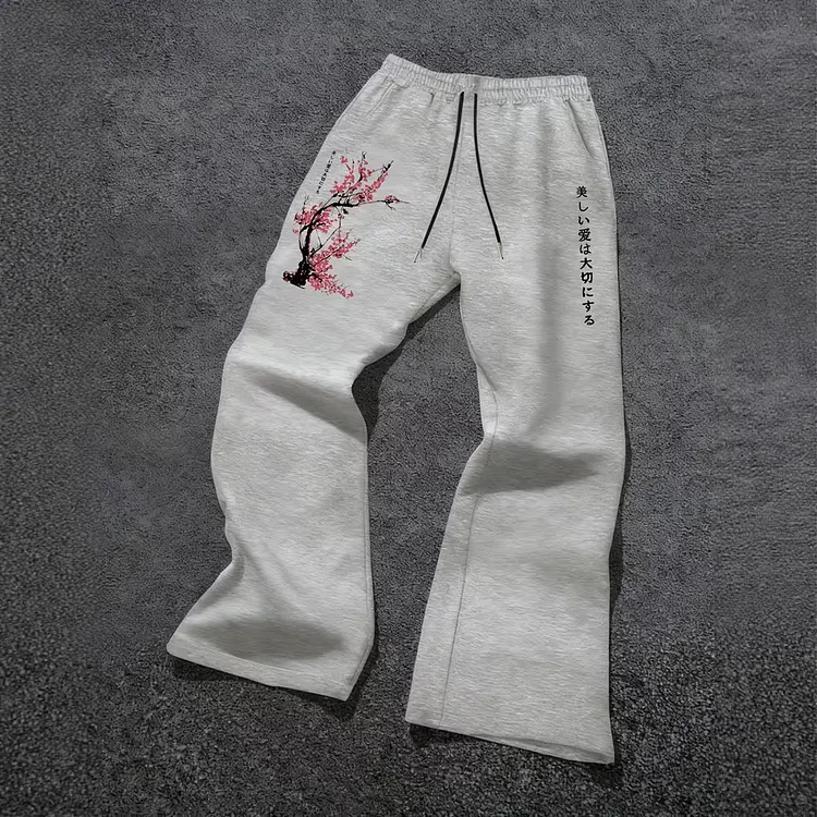 Men's Tokyo Cherry Blossom Loose Wide-leg Pants