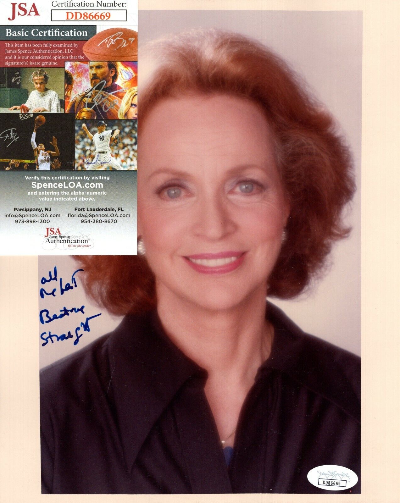 Beatrice Straight Actress Hand Signed Autograph 8x10 Photo Poster painting with JSA COA