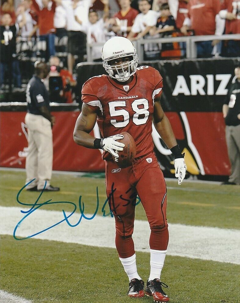 DARYL WASHINGTON SIGNED ARIZONA CARDINALS FOOTBALL 8x10 Photo Poster painting #1 NFL EXACT PROOF