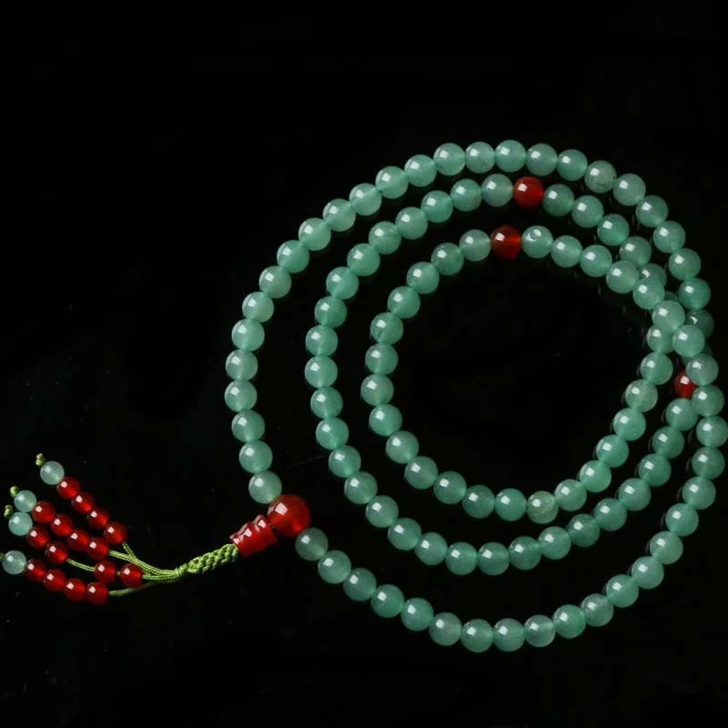 Green Aventurine Red Agate 108 Beads Luck Bracelet Necklace Mala