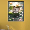 Diamond Painting -DIY Round Drill Cat in Lotus Pond（40x50cm）