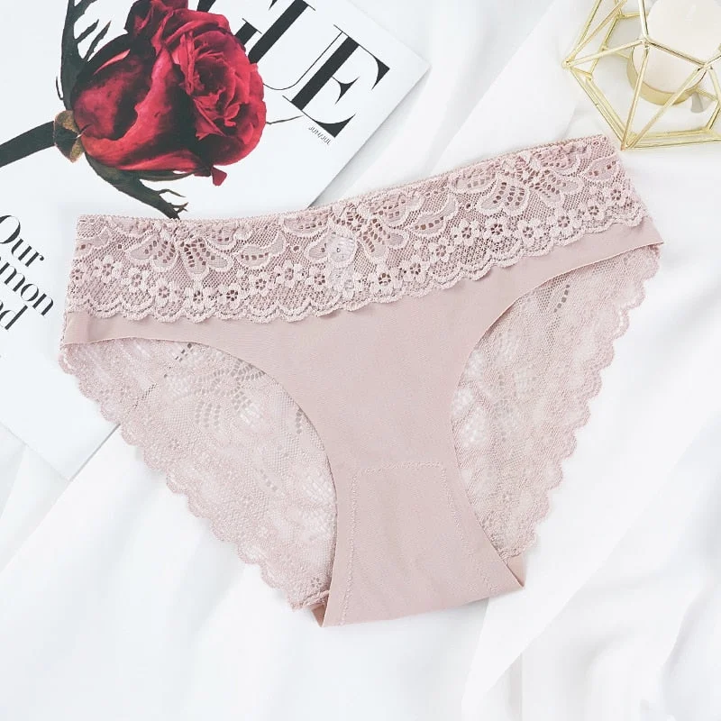 New Sexy Floral Lace Women's Panties Female Hollow Out Briefs Transparent Low Rise Ladies Underwear  Size M-XL Lingerie