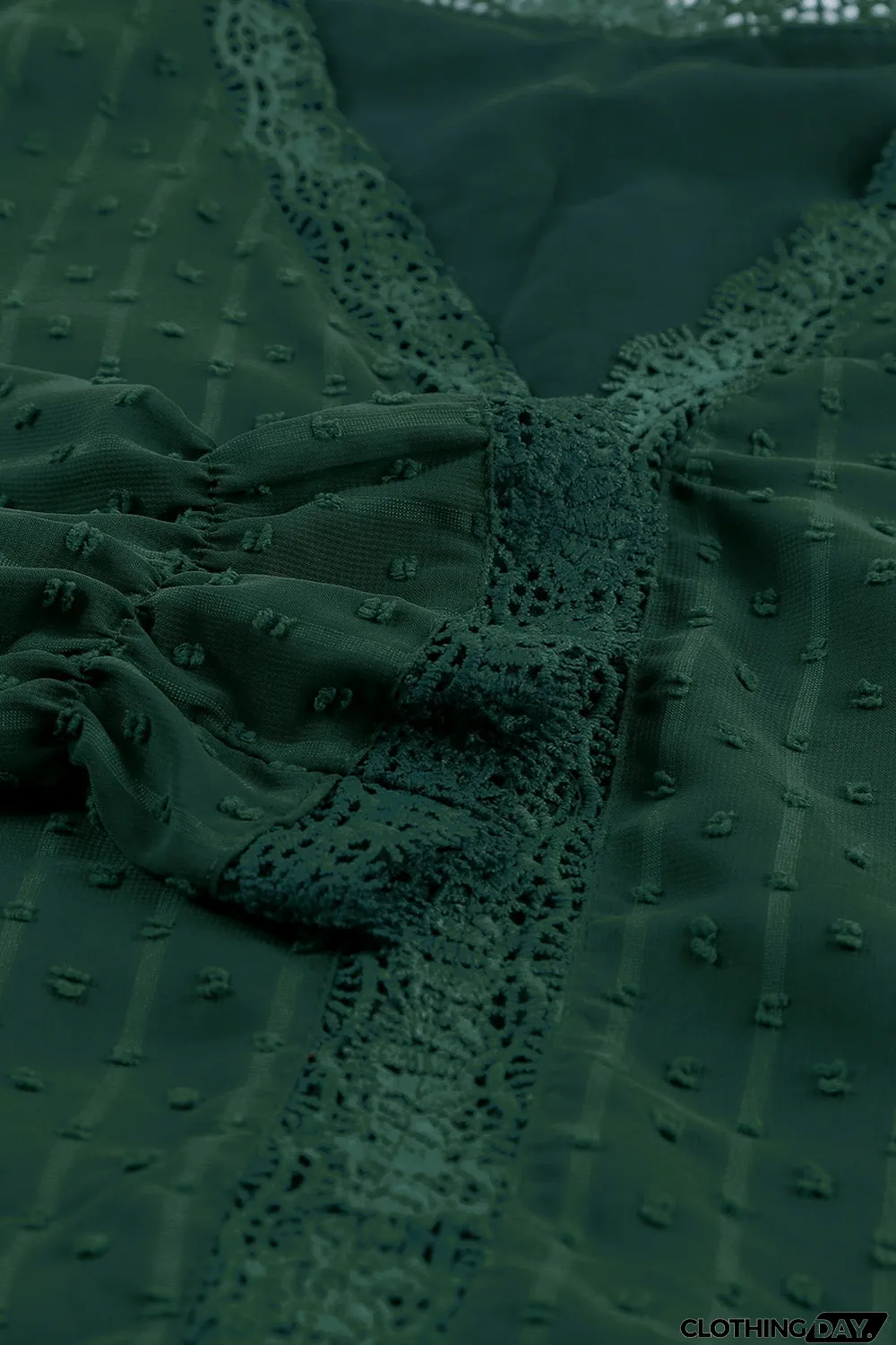 Elegant V-Neck Swiss Dot Lace Blouse