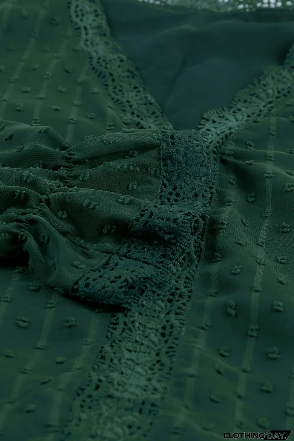 Elegant V-Neck Swiss Dot Lace Blouse