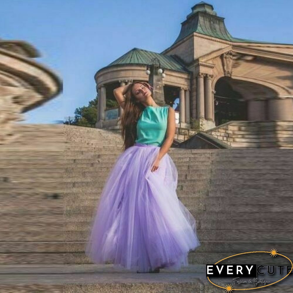 Plus Size Hot Pink 5 Layers Tulle Skirt Summer Maxi Skirts Tutu Pleated Skirtnew