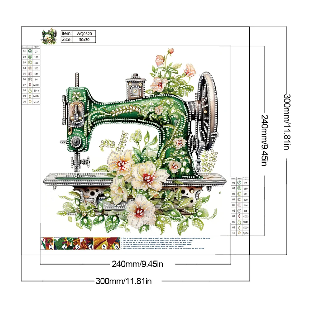 Diamond Painting - Partial Special Shaped Drill - Sewing Machine(Canvas|30*30cm)