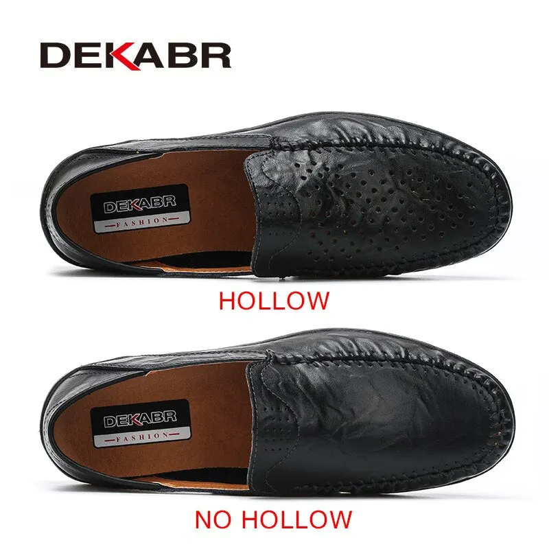 DEKABR Soft Leather Men Loafers New Handmade Casual Shoes Men Moccasins For Men Split Leather Flat Shoes Big size 38-47