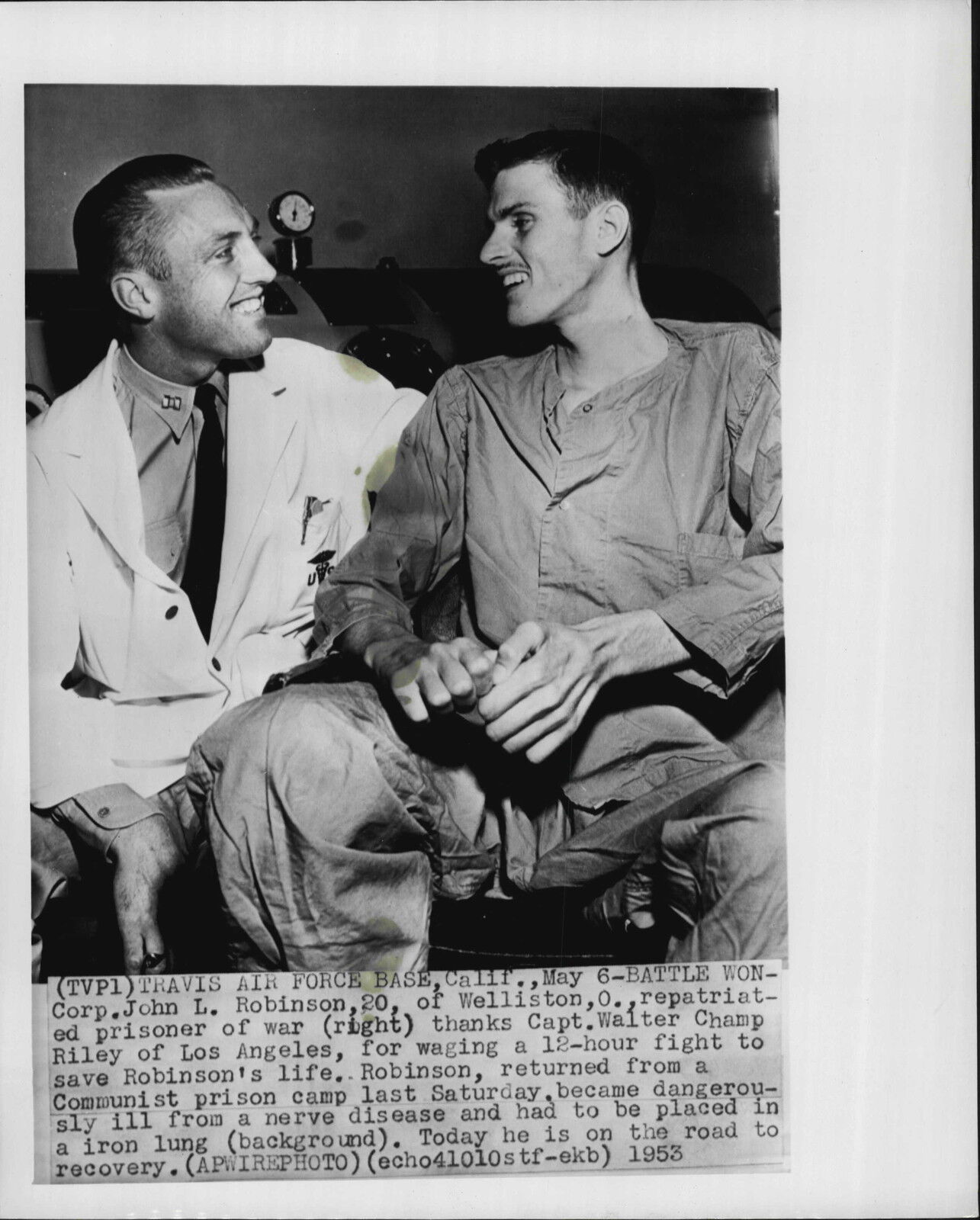 d Prisoners John Robinson 1953 Korea War Press Photo Poster painting