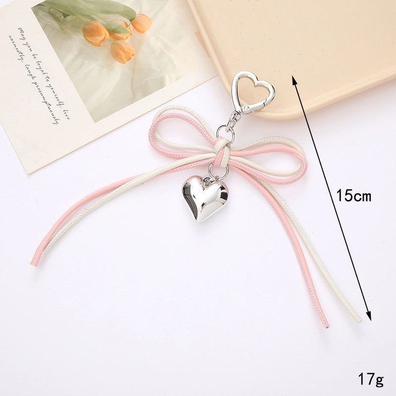 Sweet Heart Shape Bow Knot Pu Leather Zinc Alloy Keychain