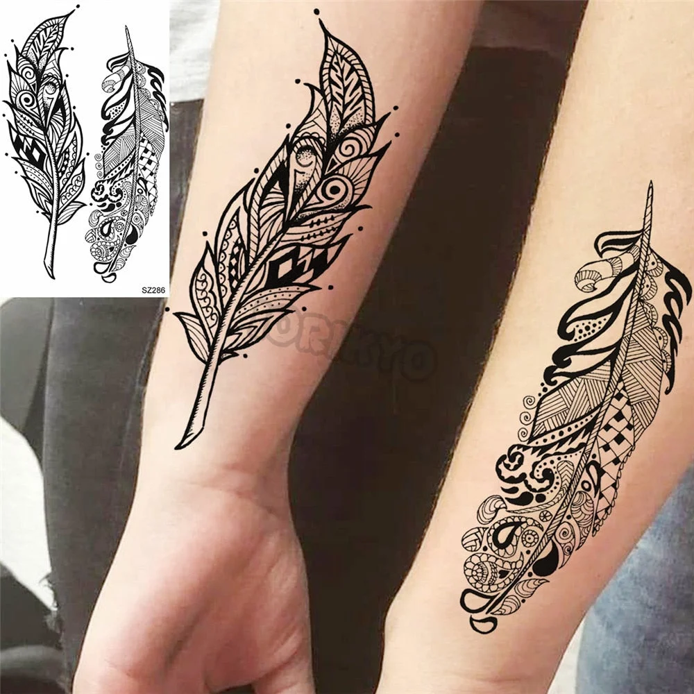 Black Spartan Small Temporary Tattoos For Women Girls Realistic Sun Flower Cosmic Sword Fake Tattoo Sticker DIY Arm Leg Tatoos