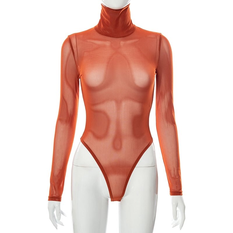 Hugcitar Women Fall Fashion Bodycon Solid Long Sleeve Turtleneck Sexy Bodysuit 2021 Party Club Sportwear Y2K