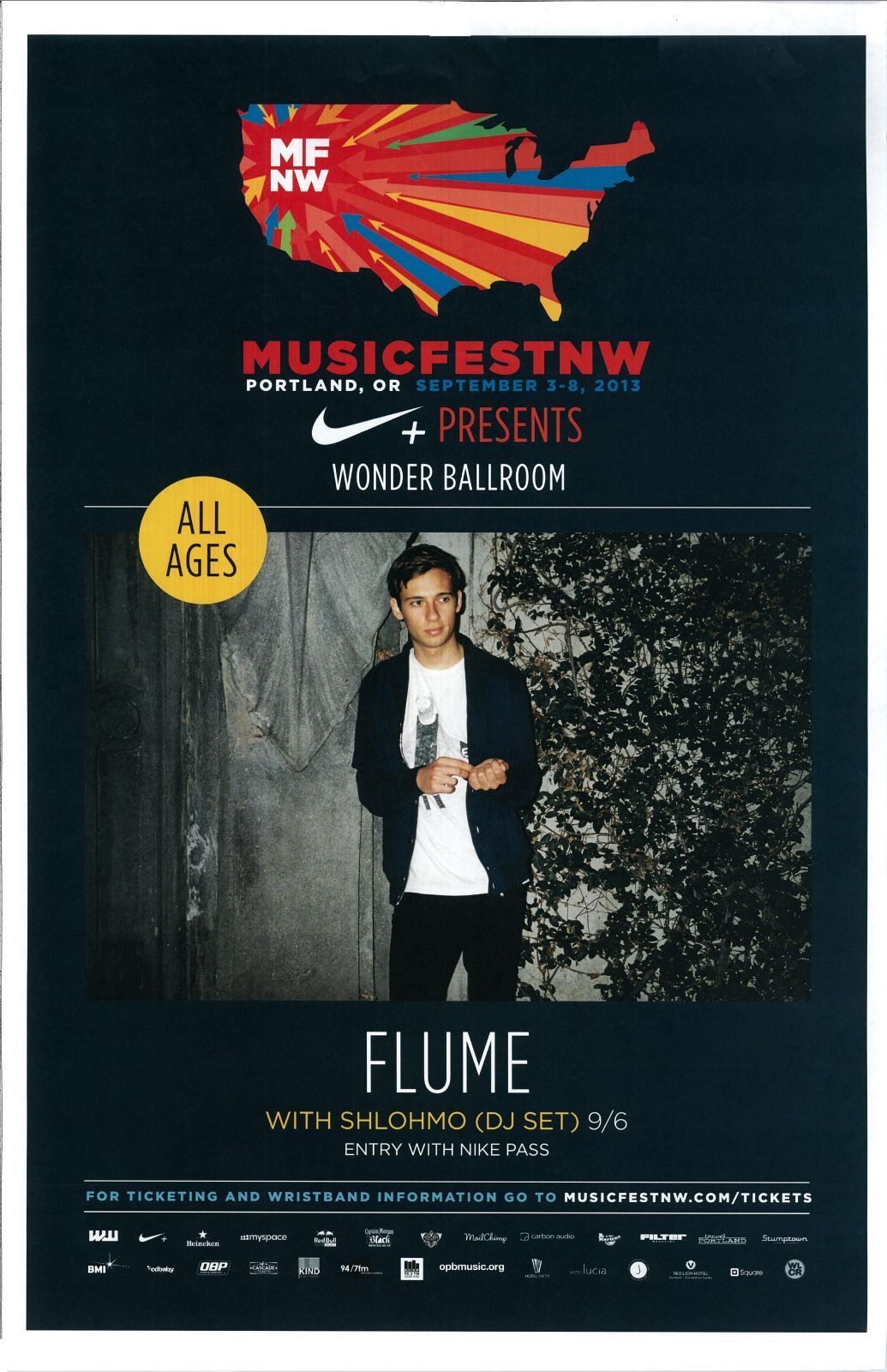 FLUME 2013 Gig POSTER MFNW Musicfest NW Portland Oregon Harley Streten Concert