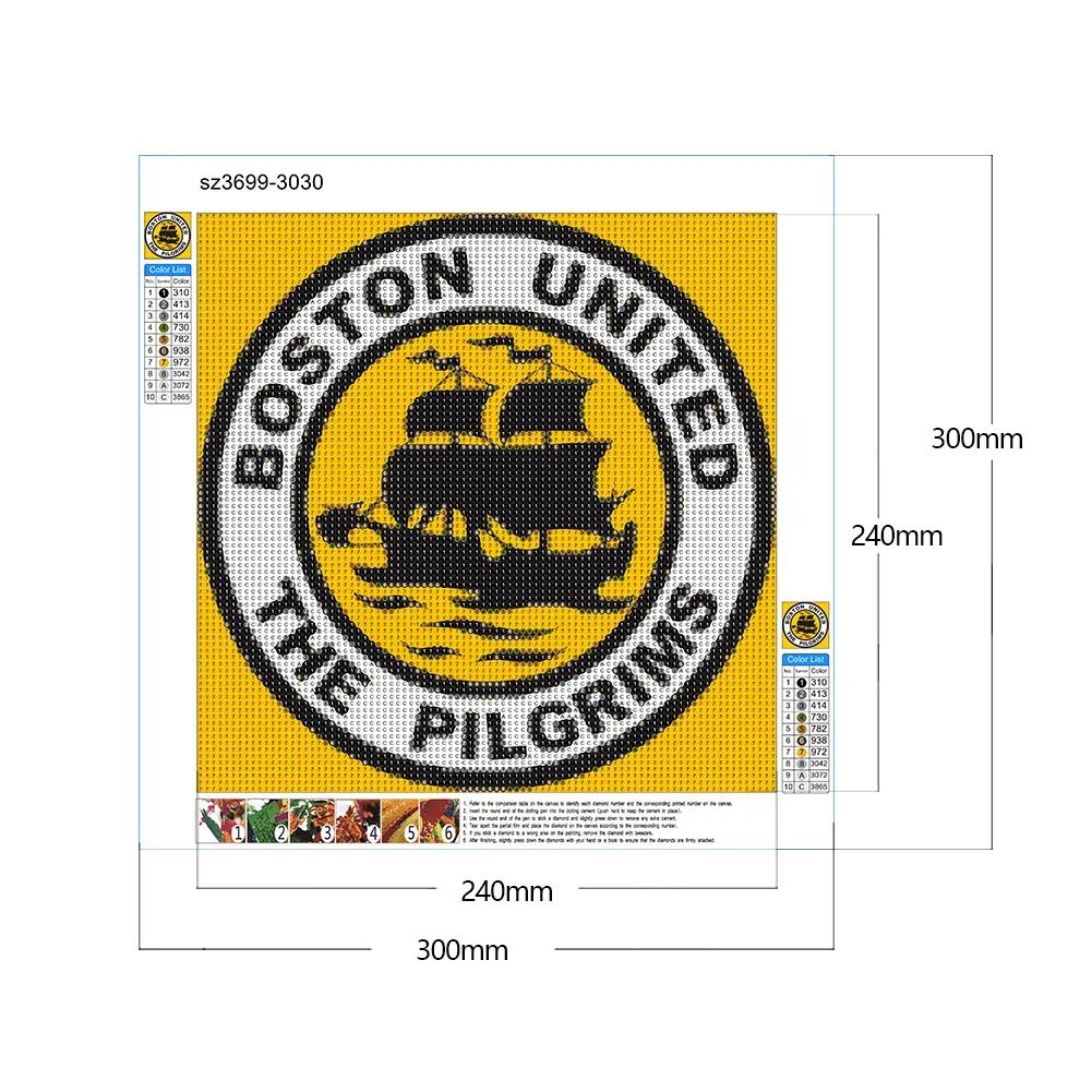 Full Round Diamond Painting 30*30cm - Boston United Fc Football Team