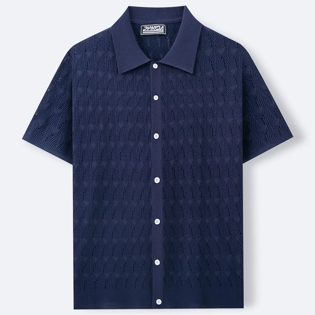 Uveng Uveng Menswear Fashion Hole Design Spring And Summer Knitwear Short-Sleeved Cardigan POLO Shirt SY0051