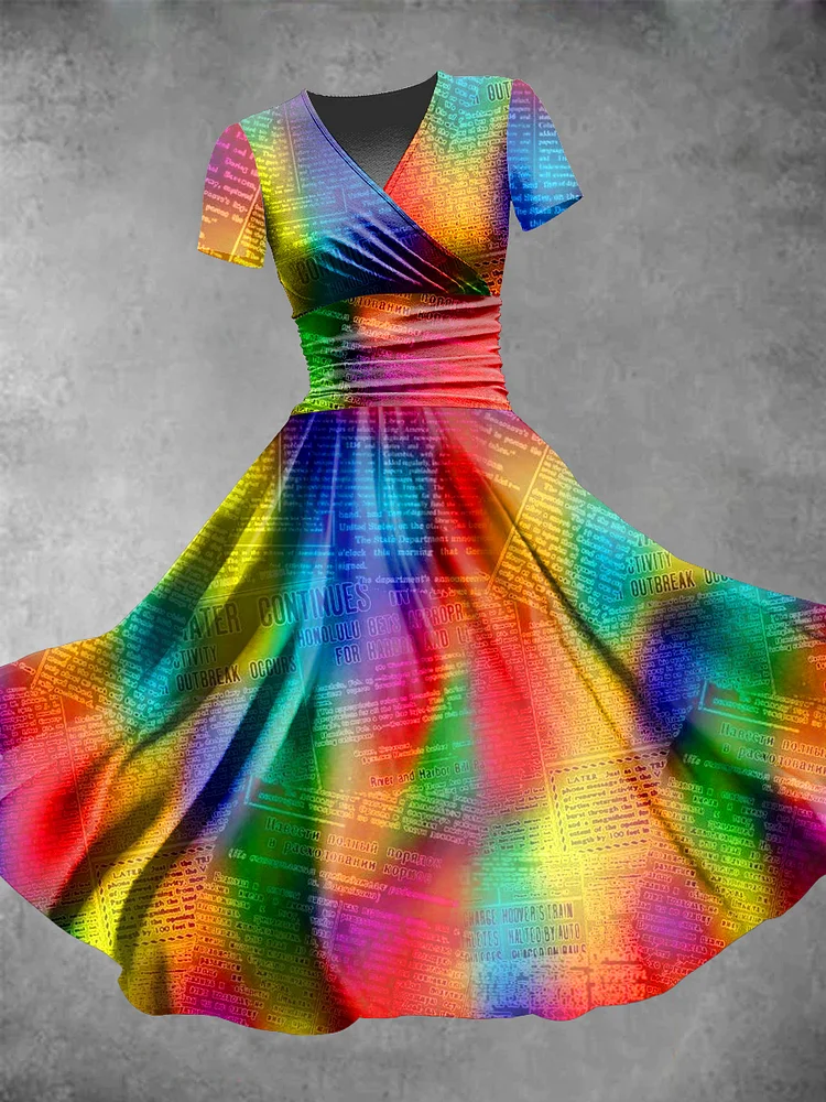 Women's Pride Day Rainbow Colored Text Print Maxi Dress