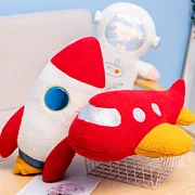 Maxgamehouse 1pc 58cm Plush Rocket Astronaut Toy Stuffed Spaceship Throw Pillow Home Decor Birthday Gift Space Discovery Educational For Kids