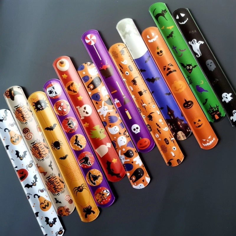 100 Pieces Supply No Infringement Pattern Halloween 6 Pop Ring Wrist Pop Bracelet