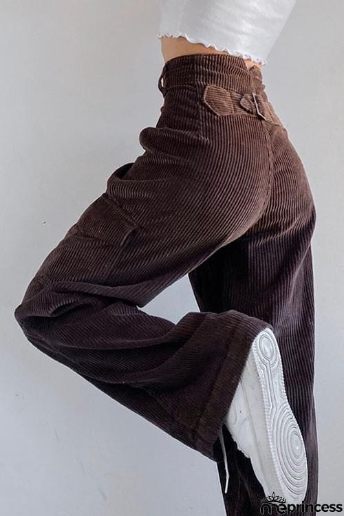 Pockets Corduroy Bell Pants