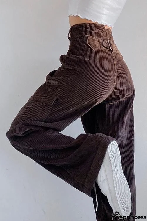 Pockets Corduroy Bell Pants