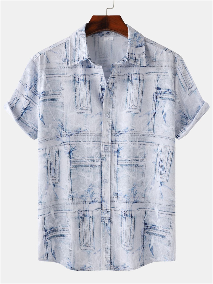 Men's Hawaiian Style Beach Print Men's Short Sleeved Shirt