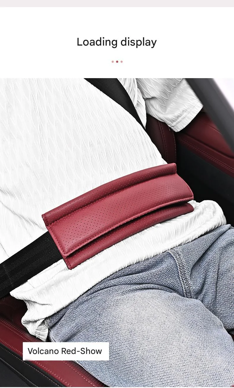 Car seat belt abdomen/shoulder anti-strangulation leather cover