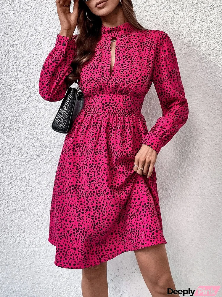 Mock Neck Cutout Long Sleeve Dress