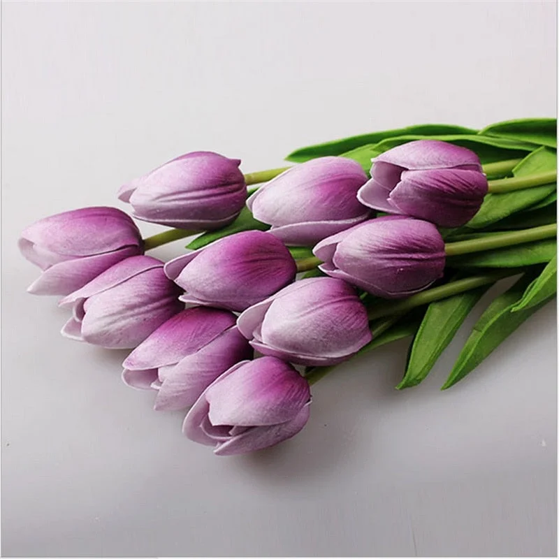 10pcs Beauty Real Touch Flowers Latex Tulips Flower Artificial Bouquet For Home Party Wedding Bridal Bouquet Fake Flower