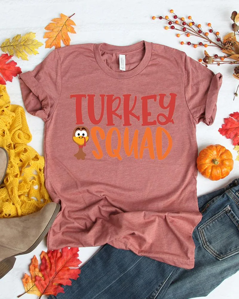 Cute Turkey Squad Fall Thanksgiving T-Shirt 2