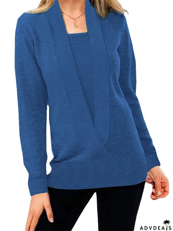 Fashion V Neck Long Sleeve Soft Home Sweater Tops for Women