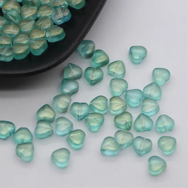 20 PCS/Package Diameter 6 Mm Hole 1~1.9mm Glass Glass Heart Shape Jewelry Accessories