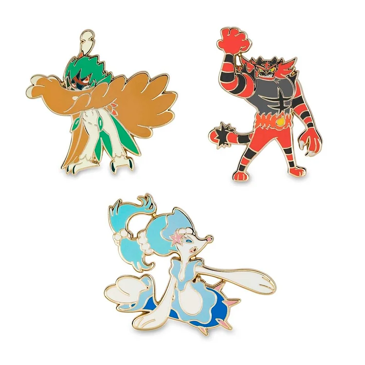 Decidueye, Incineroar & Primarina Pokémon Pins (3-Pack)