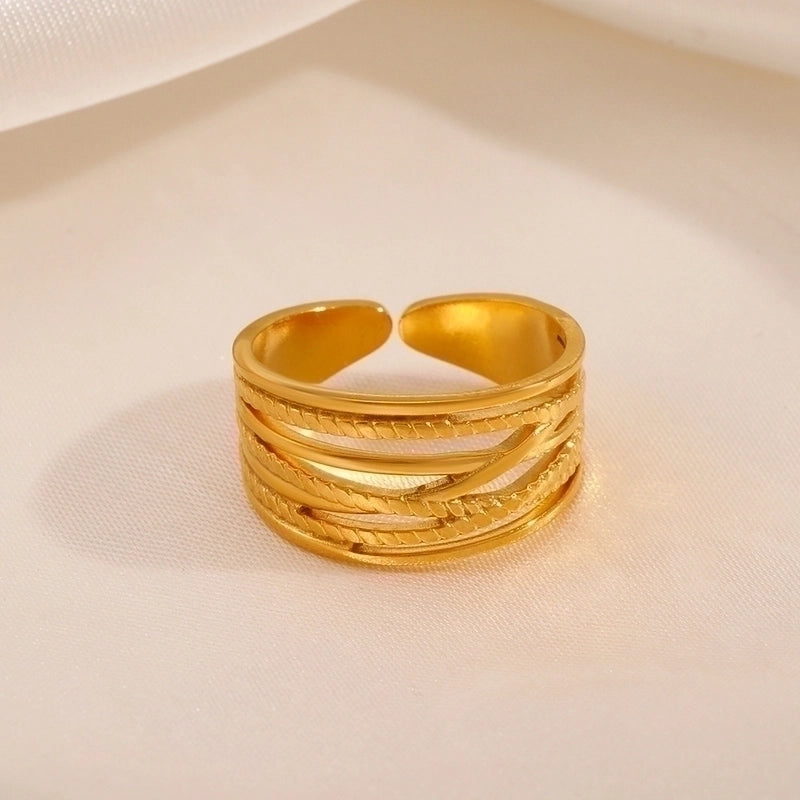 Retro Geometric Stainless Steel Gold Plated Plating Open Rings