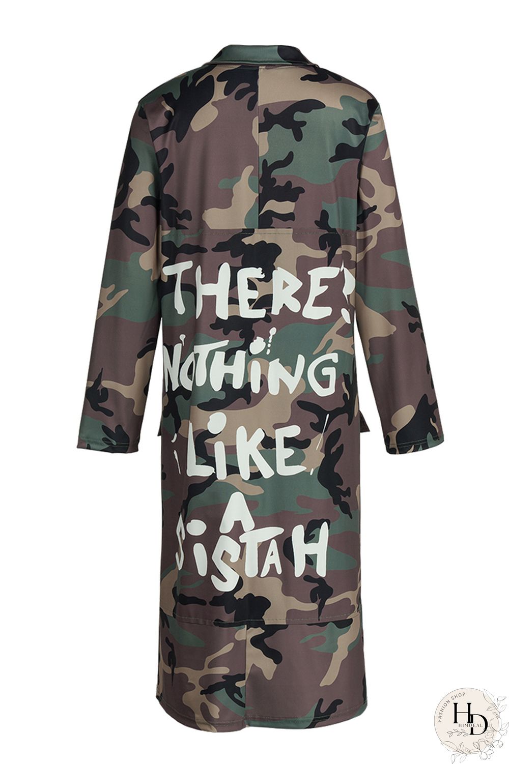 Camouflage Fashion Casual Turndown Collar Long Sleeve Regular Sleeve Letter Print Camouflage Print Coats