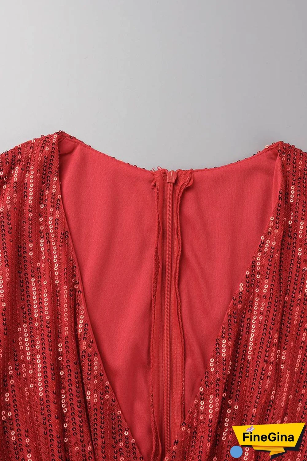 Burgundy Sexy Solid Sequins Patchwork Asymmetrical V Neck One Step Skirt Dresses