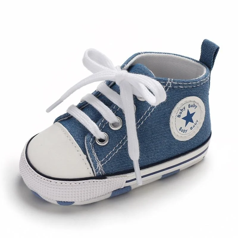 Baby Shoes Boy Girl Star Solid Sneaker Cotton Soft Anti-Slip Sole Newborn Infant First Walkers Toddler Casual Canvas Crib Shoes