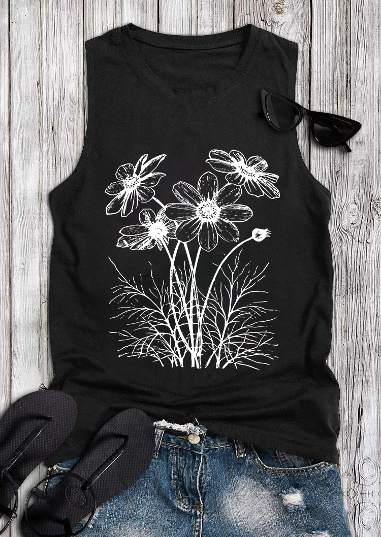 Wild Flowers Print Women's Vest
