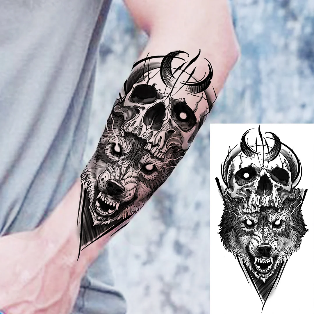 Sdrawing Rose Flower Temporary Tattoos For Women Adults Realistic Vampire Wolf Scary Snake Crown Fake Tattoo Sticker Arm Tatoos