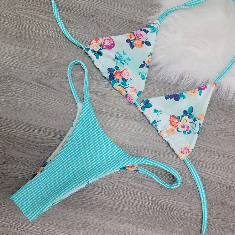 Vintage Flower Print Bikini