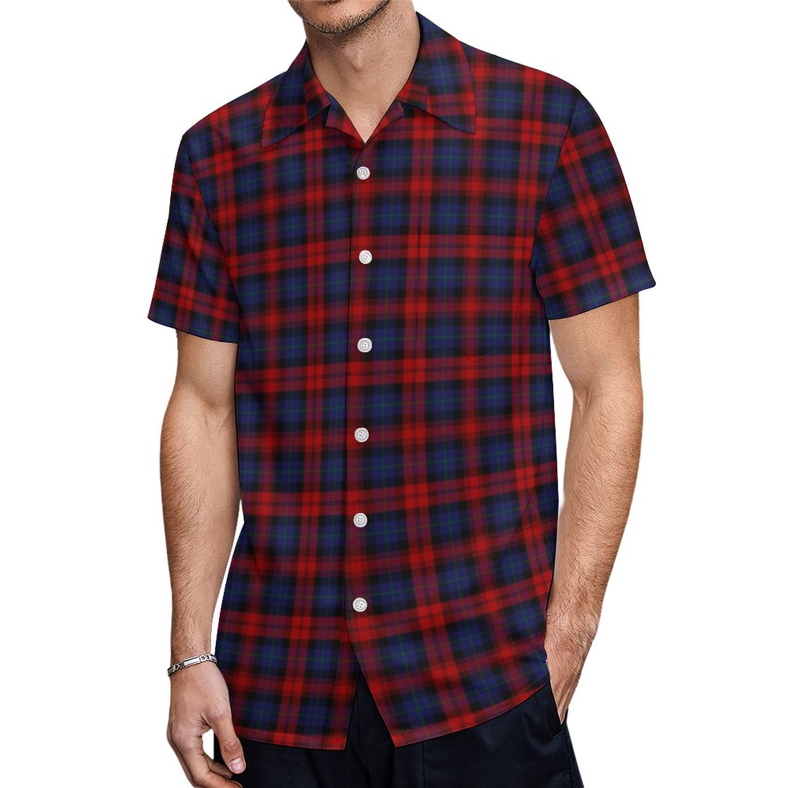 Scottish Clan Maclachlan Tartan Hawaiian Shirt Mens Button Down Plus Size Tropical Hawaii Beach Shirts