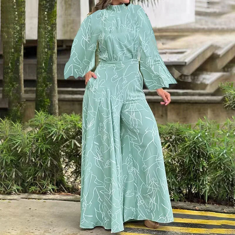 Pongl Pongl Fashion Style Women's Fashion Temperament Striped Print New Jumpsuit 661