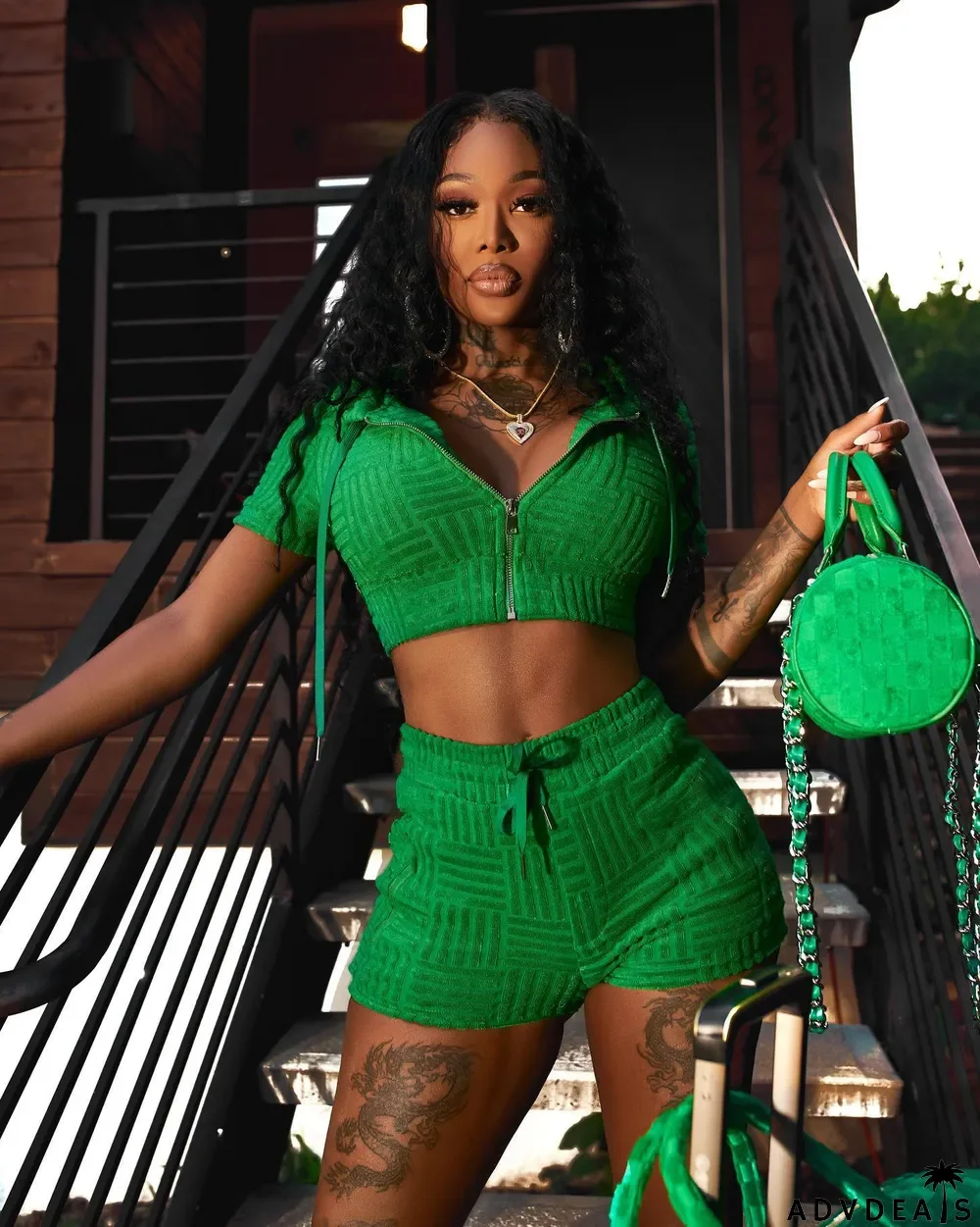Women Clothes Summer Jacquard Solid Short Sleeve Crop Hoodie Fashion Casual Two Piece Shorts Set