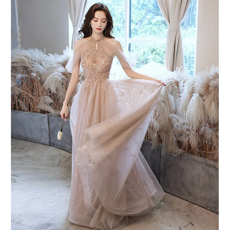 Nigikala Evening Dress Dress 2025 New Banquet Temperament Long-Term Luxury Minit Dinner Hosts Walk Show Evening Dress