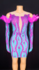 TAAFO Shiny Diamonds Off Shoulder Evening Dresses Cocktail Dresses Pink Party Dresses With Feather