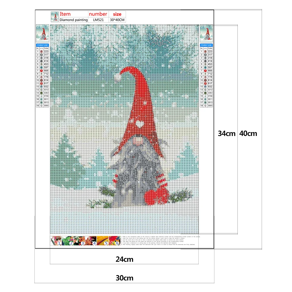 Full Round Diamond Painting 30*40cm - Gnome Christmas