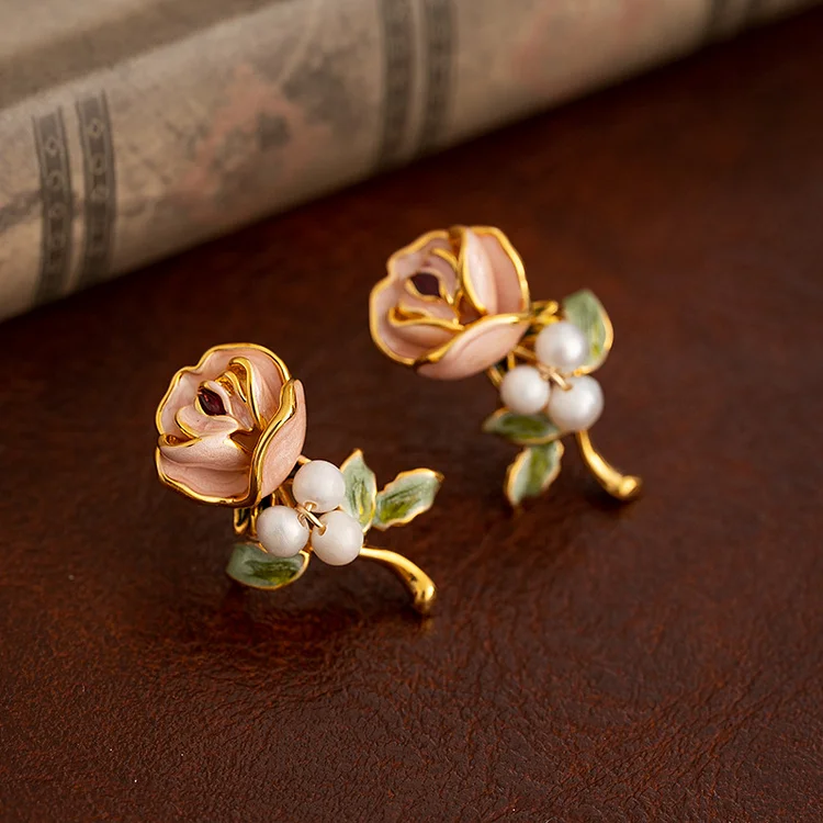 Vintage Pearl Flower Earrings