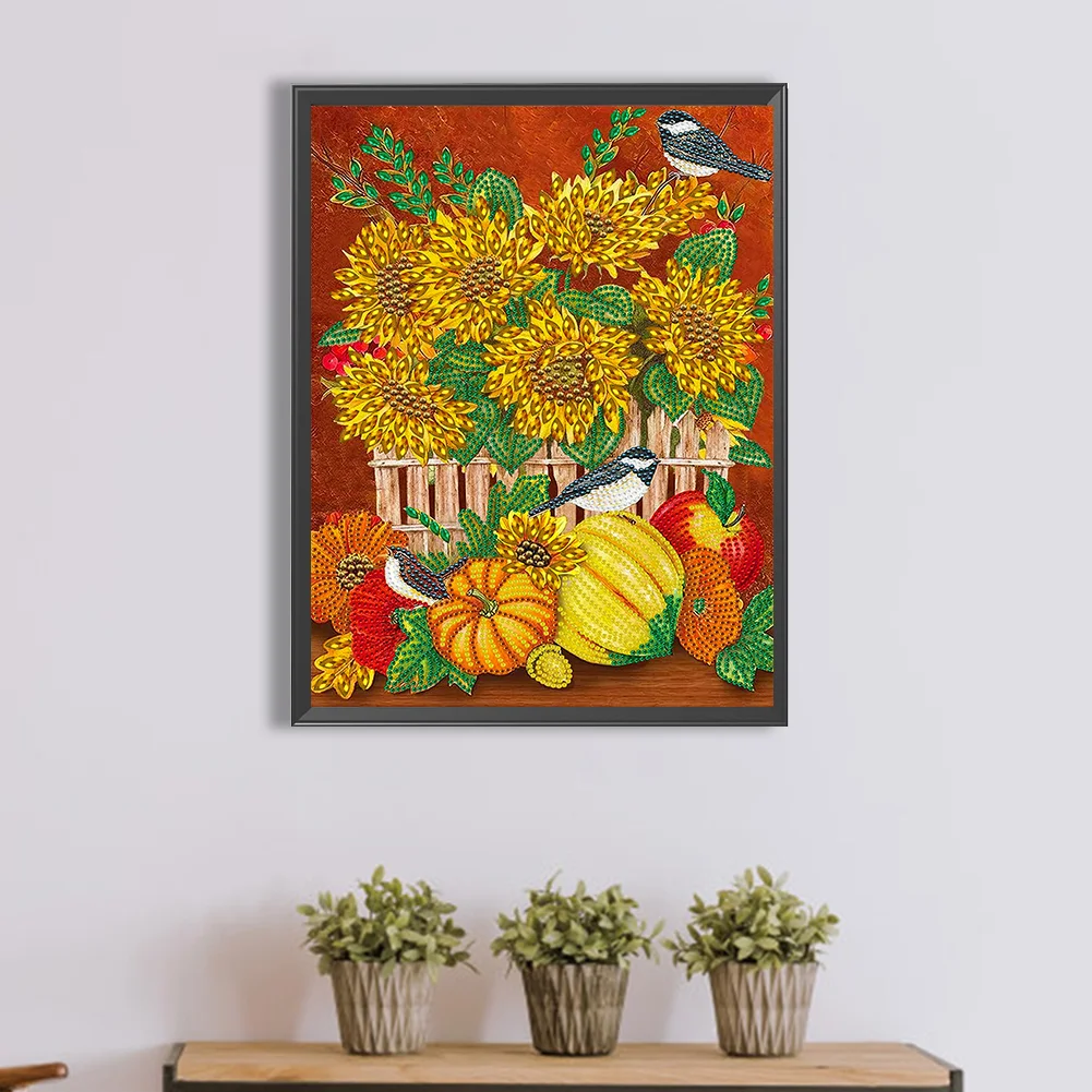 Diamond Painting - Partial Special Shaped Drill - Pumpkin Flora(Canvas|30*40cm)