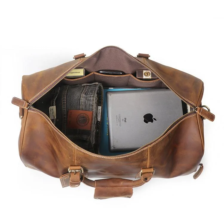 Men's Vintage Handmade Leather Duffle Sports Shoulder Bags