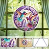 (25cm)DIY Acrylic Jigsaw Puzzle Window Hanging with Hanging Chain DIY Stained Glass Decoration Round Window Puzzle Decor for DIY Craft Project (Stained Glass Hummingbirds)