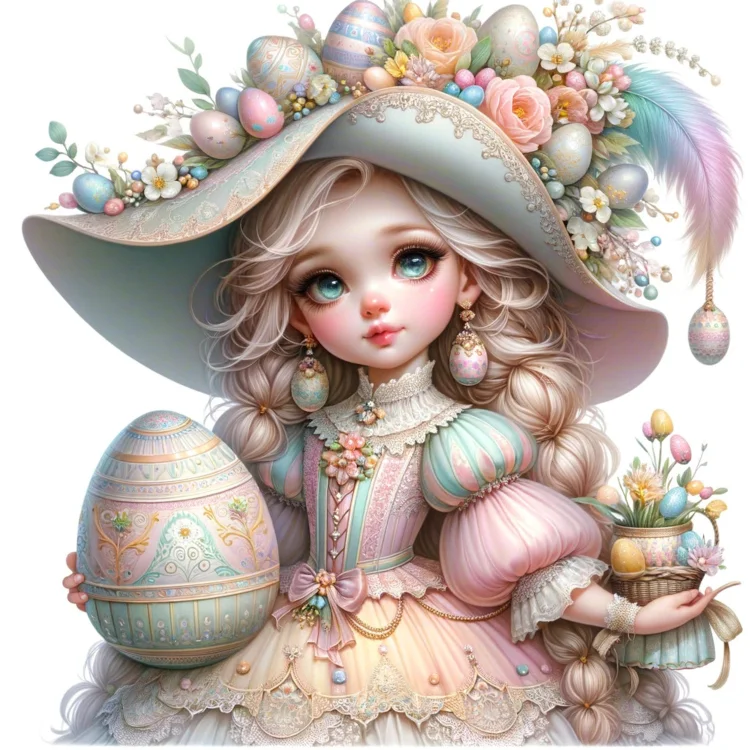 Easter Girl 11CT Stamped Cross Stitch 50*50CM