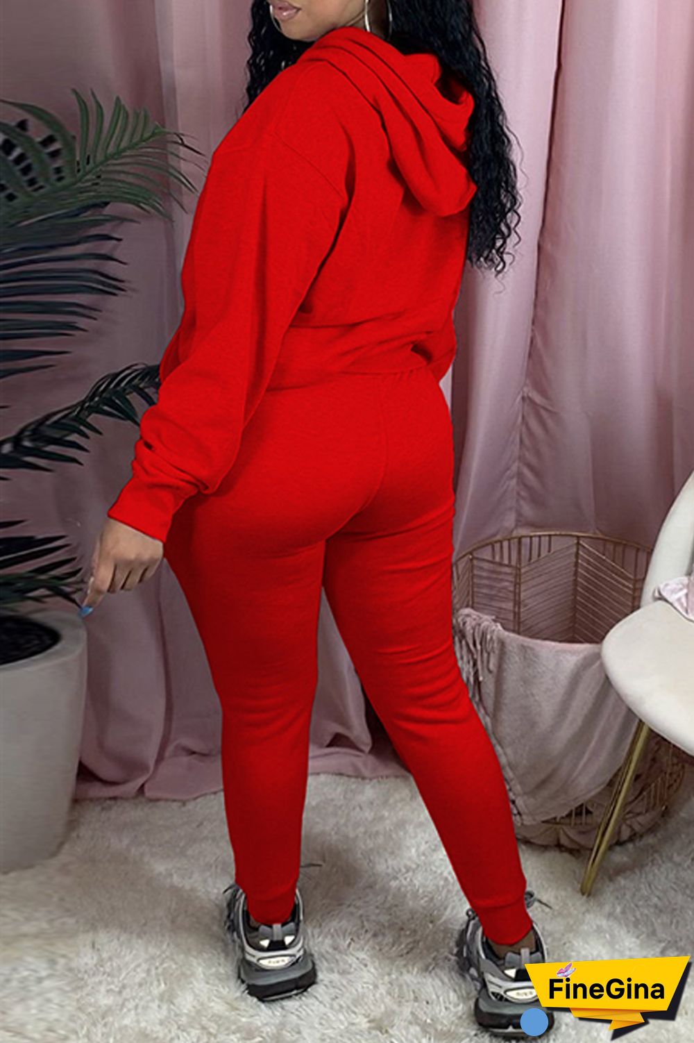 Black Casual Letter Print Basic Hooded Collar Long Sleeve Two Pieces